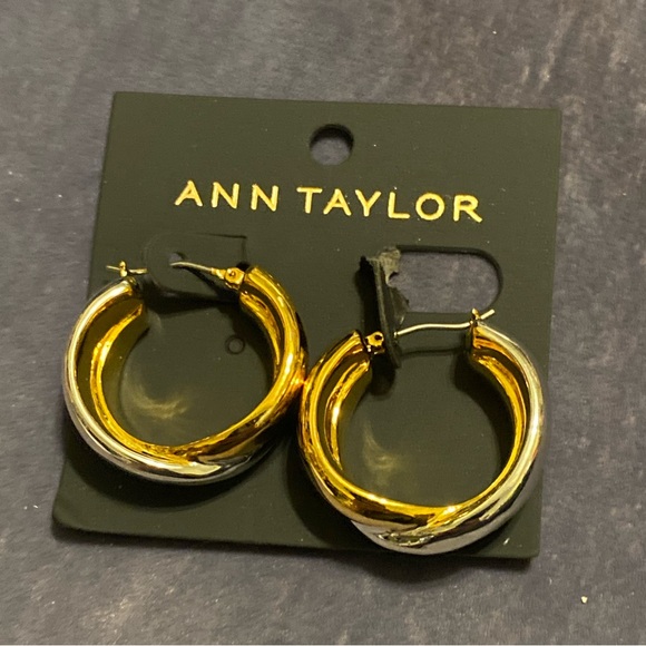 Ann Taylor Elegant Gold and Silver Hoop Earrings - Picture 1 of 3